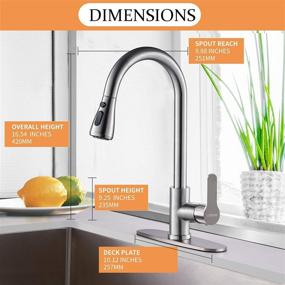 img 2 attached to 🚰 Brushed Kitchen Faucet with Pull Down Sprayer - Cobbe High Arc Gooseneck Stainless Steel Faucet with Single Handle for Kitchen Sinks, Lead-Free & Pause Mode