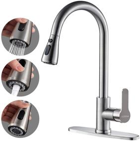 img 3 attached to 🚰 Brushed Kitchen Faucet with Pull Down Sprayer - Cobbe High Arc Gooseneck Stainless Steel Faucet with Single Handle for Kitchen Sinks, Lead-Free & Pause Mode