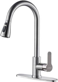 img 4 attached to 🚰 Brushed Kitchen Faucet with Pull Down Sprayer - Cobbe High Arc Gooseneck Stainless Steel Faucet with Single Handle for Kitchen Sinks, Lead-Free & Pause Mode