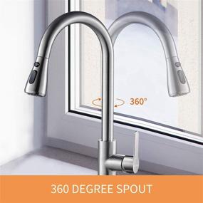 img 1 attached to 🚰 Brushed Kitchen Faucet with Pull Down Sprayer - Cobbe High Arc Gooseneck Stainless Steel Faucet with Single Handle for Kitchen Sinks, Lead-Free & Pause Mode