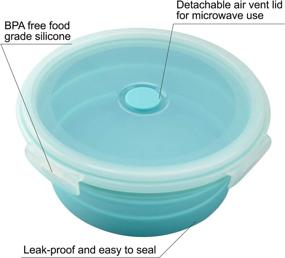 img 1 attached to Simplify Food Storage with Silicone Collapsible Containers, Set of 4 Round Folding Lunch Boxes, Microwave and Freezer Safe - Blue