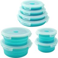 simplify food storage with silicone collapsible containers, set of 4 round folding lunch boxes, microwave and freezer safe - blue логотип