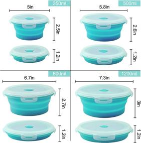 img 2 attached to Simplify Food Storage with Silicone Collapsible Containers, Set of 4 Round Folding Lunch Boxes, Microwave and Freezer Safe - Blue