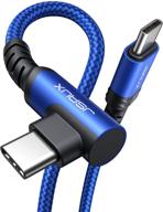 🔌 jsaux usb c к usb c кабель 60w, [2-пакет 6,6 футов] правый угловой зарядный шнур для samsung galaxy, macbook, pixel-синий логотип