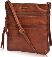 estalon small leather crossbody travel bag for women - stylish shoulder bag and crossover purse logo