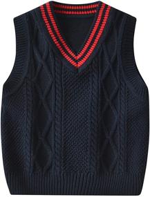 img 4 attached to 🧥 Sleeveless Waistcoat Knitted Boys' Sweater Pullover for Contemporary Stylish Apparel