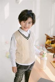 img 1 attached to 🧥 Sleeveless Waistcoat Knitted Boys' Sweater Pullover for Contemporary Stylish Apparel