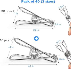 img 2 attached to Fabsome Clothespins Chip Clips: 40-Pack Strong-Grip Metal Clips for Clothes, Snacks, Pictures & More – Long-Lasting Multi-Purpose Clips for Home, Kitchen, Office – 2 Sizes Included