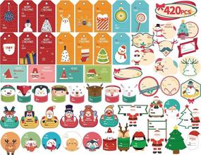 img 4 attached to 🎁 KIDPAR 420 PCS Self-Adhesive Christmas Gift Tags Stickers - Ideal for Festival Presents, Wrapping Paper, Gift Bags, and Holiday Decor - Festive Labels Decals