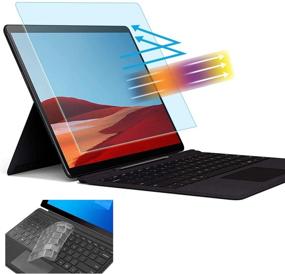 img 4 attached to 🔵 Blue Light Blocking Anti Glare Screen Protector for Microsoft Surface Pro 7 6/Surface Pro (5th Gen)/Surface Pro 4 12.3" Computer Tablet + Bonus Keyboard Cover, Eye Strain Reduction, UV Block