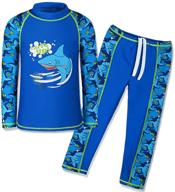 🏊 tfjh e kids boys swimsuit: stay sun-safe with upf 50+ uv protection 2pcs fish swimwear logo