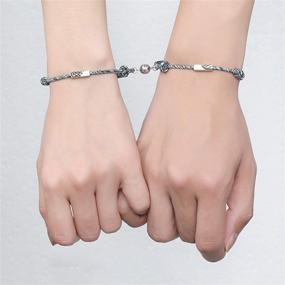 img 1 attached to 💑 Magnetic Couple Bracelet Set: Matching I Love You Necklace for Her and Him