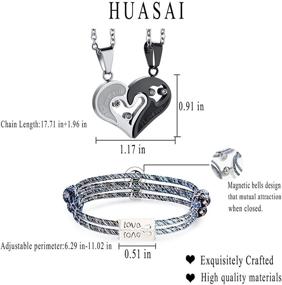 img 3 attached to 💑 Magnetic Couple Bracelet Set: Matching I Love You Necklace for Her and Him