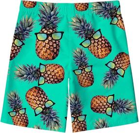 img 3 attached to 🩳 RAISEVERN Boys Swim Trunks 5-14T Funny Beach Board Shorts for Kids with Elastic Waist and Pockets - Optimized Boy Swimsuit