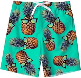 img 4 attached to 🩳 RAISEVERN Boys Swim Trunks 5-14T Funny Beach Board Shorts for Kids with Elastic Waist and Pockets - Optimized Boy Swimsuit