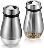 🧂 premium 2-pack stainless steel & glass salt and pepper shakers - adjustable pour holes - ideal for kitchen or restaurant - refillable with sealed lid logo