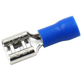 img 4 attached to Pack of 100 Baomain Blue Vinyl Insulated Spade Wire Connector Electrical Crimp Terminals - 16-14 AWG 6.3mm Female Quick Disconnects