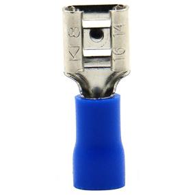 img 2 attached to Pack of 100 Baomain Blue Vinyl Insulated Spade Wire Connector Electrical Crimp Terminals - 16-14 AWG 6.3mm Female Quick Disconnects