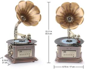 img 1 attached to Aluminum Base Mini Record Player: Vintage Gramophone Turntable with Bluetooth Speaker, Aux Input, Aux Output, USB Port for Flash Drive – Perfect for Home Decoration (Includes Record Player)