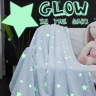 🌟 jinchan star blanket blue throw: glow in the dark, flannel fleece, 50x60 inch - perfect winter gift for baby, kids, and all seasons! logo