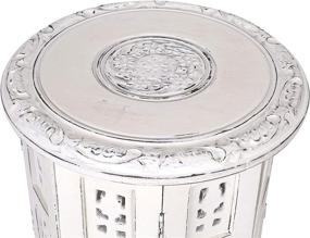 img 2 attached to 🪑 Handmade Solid Wood Octagonal Accent Table - 12 Inch Diameter x 12 Inch Height - White Finish