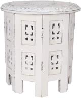 🪑 handmade solid wood octagonal accent table - 12 inch diameter x 12 inch height - white finish logo