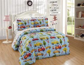 img 1 attached to 🚗 Vibrant Twin Size Comforter and Sheet Set - Perfect for Boys with a Passion for Vehicle Transportation