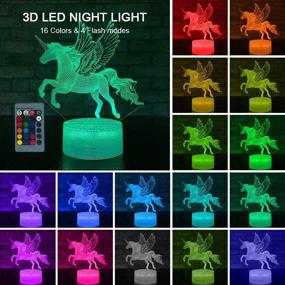 img 3 attached to Unicorn Night Light: Unicorn Gifts For Women: Led Optical Illusion 3D Effect Unicorn Lights Lamp For Girls Bedroom Decoration With Remote Control