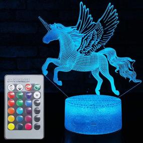 img 4 attached to Unicorn Night Light: Unicorn Gifts For Women: Led Optical Illusion 3D Effect Unicorn Lights Lamp For Girls Bedroom Decoration With Remote Control