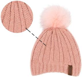 img 3 attached to 🧢 Warm and Cozy Chenille Fleece-Lined Pompom Beanie Cap for boys and girls by ViGrace - Perfect Winter Hat