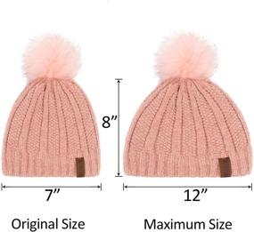 img 1 attached to 🧢 Warm and Cozy Chenille Fleece-Lined Pompom Beanie Cap for boys and girls by ViGrace - Perfect Winter Hat