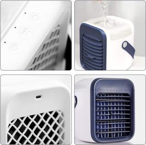img 1 attached to Portable Spray Humidifier Air Conditioner Fan: 3-in-1 Cooler, Humidifier, Purifier | Rechargeable Battery | 3 Fan Speeds | 7 LED Lights | Home, Kitchen, Office