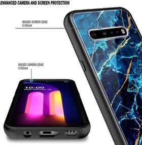 img 2 attached to 📱 Premium E-Began Case Compatible for LG V60 ThinQ | Built-in Screen Protector | Full-Body Shockproof | Rugged Bumper Cover with Impact Resist | Durable Phone Case | Marble Design Sapphire