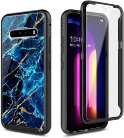 img 3 attached to 📱 Premium E-Began Case Compatible for LG V60 ThinQ | Built-in Screen Protector | Full-Body Shockproof | Rugged Bumper Cover with Impact Resist | Durable Phone Case | Marble Design Sapphire