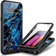 📱 premium e-began case compatible for lg v60 thinq | built-in screen protector | full-body shockproof | rugged bumper cover with impact resist | durable phone case | marble design sapphire logo