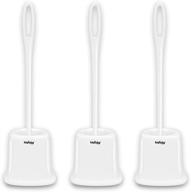 🚽 efficient topsky 3 pack toilet brushes with holder set for sparkling clean toilets: long handle, stiff bristles & storage caddy - white logo