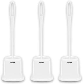 img 4 attached to 🚽 Efficient Topsky 3 Pack Toilet Brushes with Holder Set for Sparkling Clean Toilets: Long Handle, Stiff Bristles & Storage Caddy - White