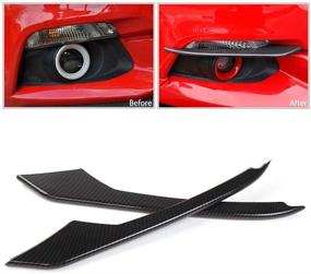 img 3 attached to 🚗 Voodonala Carbon Fiber Grain Front Fog Light Decoration Cover Trim for 2015 and Up Ford Mustang
