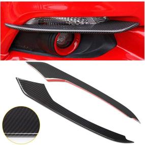 img 4 attached to 🚗 Voodonala Carbon Fiber Grain Front Fog Light Decoration Cover Trim for 2015 and Up Ford Mustang