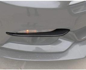 img 1 attached to 🚗 Voodonala Carbon Fiber Grain Front Fog Light Decoration Cover Trim for 2015 and Up Ford Mustang