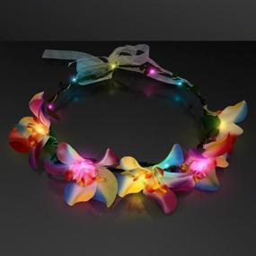 img 3 attached to 🌺 Tropical Orchid Flower Crown Headband with LED Lights that Change Colors