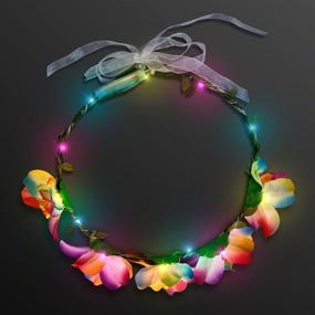 img 2 attached to 🌺 Tropical Orchid Flower Crown Headband with LED Lights that Change Colors