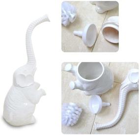 img 3 attached to Bathroom Elephant Toilet Bowl Brush and Holder 🐘 Set - Decorative Full-Closed Ceramic Base for Effective Toilet Cleaning