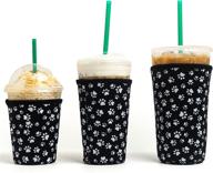 ☕️ premium neoprene iced coffee sleeve 3-pack: reusable cup sleeves for cold drinks - compatible with starbucks and dunkin логотип