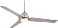 💨 minka-aire f753l-bnw protruding mount ceiling fan with 3 silver blades & 17 watts light in brushed nickel finish логотип