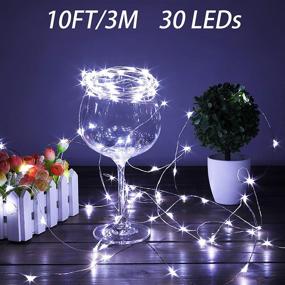 img 2 attached to 🔌 CLY 10ft 16 Pack Fairy Lights: Waterproof Outdoor Copper Wire String Lights with Battery Operated Firefly Starry Lights for DIY, Christmas, Wedding, Party (White Light)