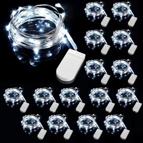 img 4 attached to 🔌 CLY 10ft 16 Pack Fairy Lights: Waterproof Outdoor Copper Wire String Lights with Battery Operated Firefly Starry Lights for DIY, Christmas, Wedding, Party (White Light)