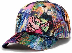 img 4 attached to 🧢 Quanhaigou Graffiti Printed Baseball Cap - Cool Adjustable Unisex Snapback Hip Hop Hats for Summer