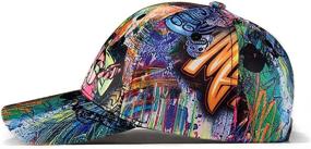 img 1 attached to 🧢 Quanhaigou Graffiti Printed Baseball Cap - Cool Adjustable Unisex Snapback Hip Hop Hats for Summer