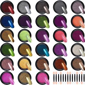 img 4 attached to 💅 Dazzle Your Nails with Duufin 28 Colors Chrome Nail Powder - Achieve Stunning Mirror Effects - Includes 28 Pcs Eyeshadow Sticks!
